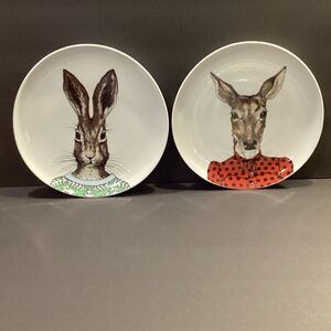 Rachel Kozlowski + West Elm Animal Portrait Decorative Plates - Rabbit & Deer